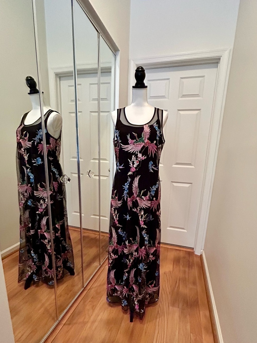 Johnny Was -Meol Mazzy A line Mesh Bird of Paradise Embroidered Dress (Slip) - Picture 8 of 13